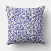 Barkclothスタイルパターン – ダークネイビーの白 クッション (裏面)