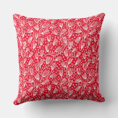 Barkclothスタイルパターン – 赤E6001Dの白 クッション (裏面)