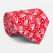 Barkclothスタイルパターン – 赤E6001Dの白 ネクタイ (ロール)