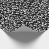 Barkclothスタイルパターン – 黒に白 ラッピングペーパー (角)
