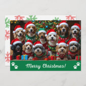 Barkin' Around the Christmas Tree Dog Personalized シーズンカード (正面/裏面)
