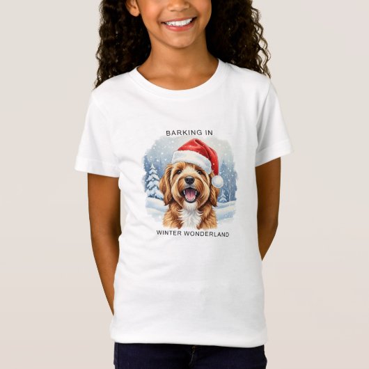 Barking in a Winter Wonderland Dog Christmas  Tシャツ (正面)
