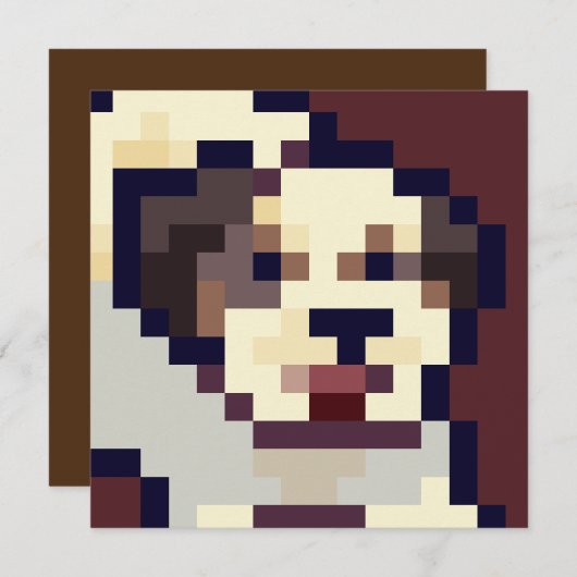 Barking puppy pixel art card (正面/裏面)