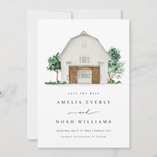 Barn日付を保存素朴し、Farmhouse日付を保存 招待状 (正面)