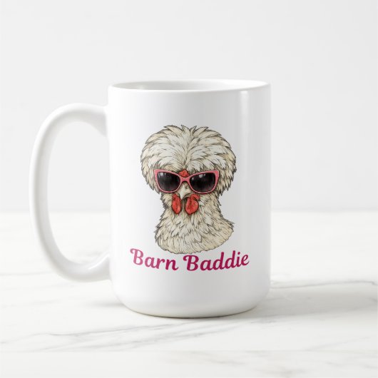 Barn Baddie Funny Glam Chicken in Pink Sunglasses  コーヒーマグカップ (左)