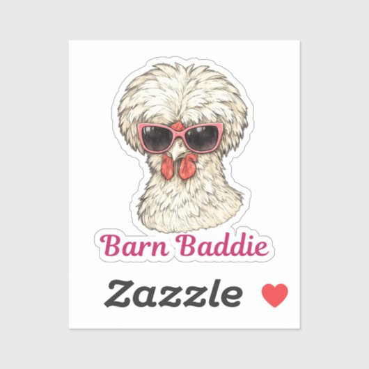 Barn Baddie Funny Glam Chicken in Pink Sunglasses  シール (シート)