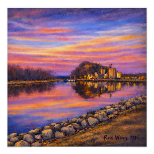 Barn Bluff, Red Wing Sunset Glossy Poster ポスター (正面)