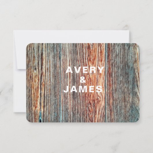 Barn Boho Rustic Wood Slice RSVP Card with QR Code (裏面)