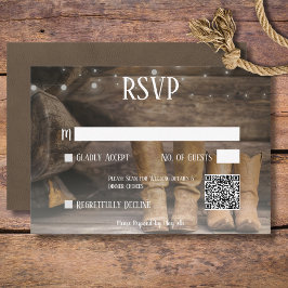 Barn & Boots Cowboy Western素朴のQR結婚コード 出欠カード
