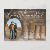 Barn & Boots Rustic Cowboy Photo Save the Date 案内ポストカード (正面)