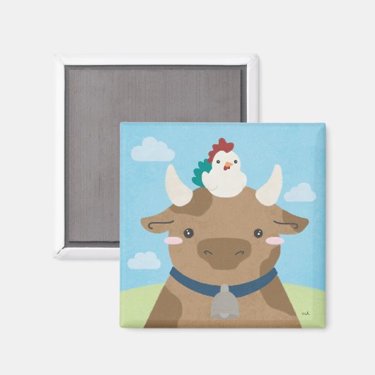 Barn Buddies - Cow & Chick マグネット (正面/裏面)
