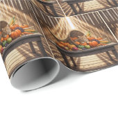 Barn Cat In a Thanksgiving Cornucopia ラッピングペーパー (ロールコーナー)