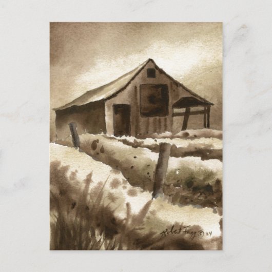「Barn In Browns」カントリー・ロードのはがき ポストカード (正面)