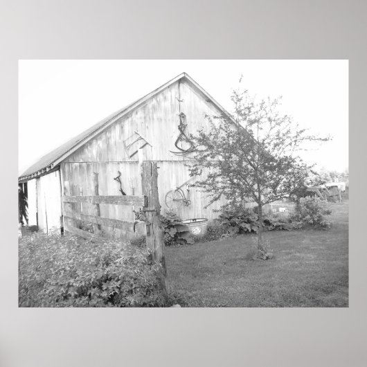 Barn in the Country/白黒の写真 ポスター (正面)