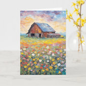 Barn In Wildflowers 考え's You カード (黄色い花)