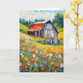 Barn In Wildflowers 考え's You カード (黄色い花)