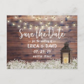 Barn Lantern素朴 String Lights日付を保存 案内ポストカード (正面)