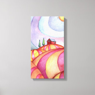 Barn on the Hills Water color 絵画's on Canvas キャンバスプリント