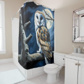 Barn Owl and Full Moon シャワーカーテン (インサイチュ)
