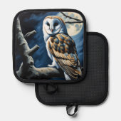 Barn Owl and Full Moon 鍋敷き (正面/裏面)