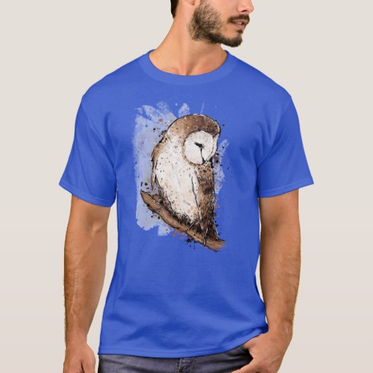 Barn Owl Autumn Ink retro retro Tシャツ (正面)