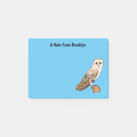 Barn owl bird cartoon illustration ポストイット (正面)