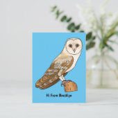 Barn owl bird cartoon illustration ポストカード (スタンド正面)
