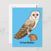 Barn owl bird cartoon illustration ポストカード (正面/裏面)