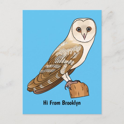 Barn owl bird cartoon illustration ポストカード (正面)