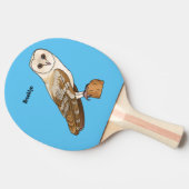 Barn owl bird cartoon illustration   卓球ラケット (横)