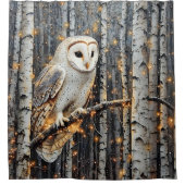 Barn Owl in Birch Trees | シャワーカーテン (正面)