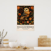 Barn owl painting, William Morris poster, Botanica ポスター (キッチン)