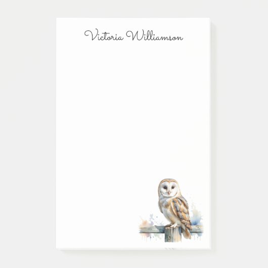 Barn Owl Wildlife Bird of Prey Custom Name ポストイット (正面)