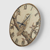 Barn Owl Wooden Wall Clock ラージ壁時計 (傾斜)
