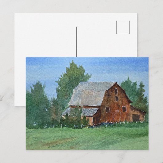 Barn Painting Watercolor  ポストカード (正面/裏面)