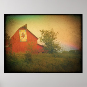 Barn Quilt Near Riverside, Iowa ポスター