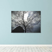 Barn w/Sky & Bare Trees Black & White Photo Canvas キャンバスプリント (インサイチュ (ウッドフロア))