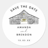 Barn Weddingエレガント Save the Date ラウンドシール (正面)