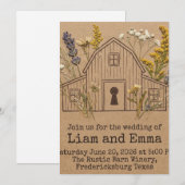 Barn Wedding- Rustic Floral Invitation Keepsake 招待状 (正面/裏面)