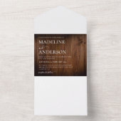 Barn Wood素朴 Monogramed 2写真rsvp結婚's オールインワン招待状 (内側)