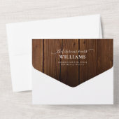 Barn Wood素朴 Monogramed 2写真rsvp結婚's オールインワン招待状 (裏面)