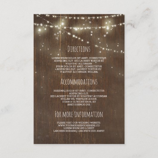Barn Wood ans String Lightsの情結婚報 エンクロージャーカード (正面)