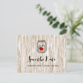 Barn wood grain mason jar save the date cards 案内ポストカード (スタンド正面)