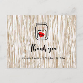 Barn wood grain mason jar Thank you cards 案内ポストカード