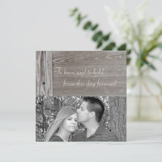 Barn wood wedding invitation 招待状 (スタンド正面)