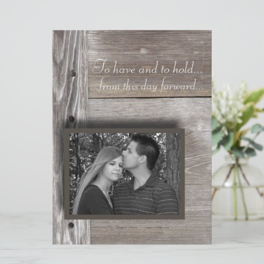 Barn wood wedding invitation 招待状 (スタンド正面)
