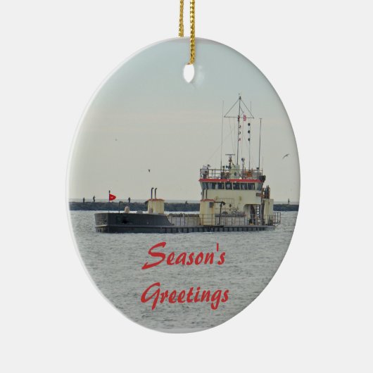Barnegatの入口Season'sGreetingsを押し入って下さい セラミックオーナメント (右)
