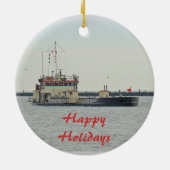 Barnegatの入口Season'sGreetingsを押し入って下さい セラミックオーナメント (裏面)