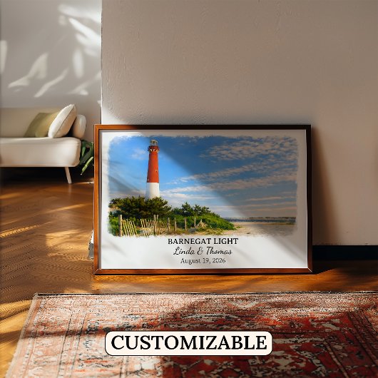 Barnegat Light New Jersey Poster, Watercolor ポスター