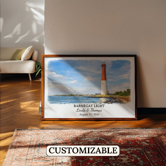 Barnegat Light New Jersey Poster, Watercolor ポスター